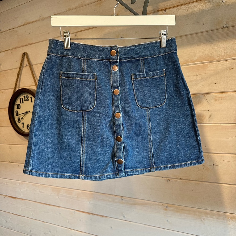 Bullhead | 100% Cotton Denim Snap Front Skirt